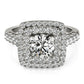 Single Row Double Halo U-Prong Engagement Rings
