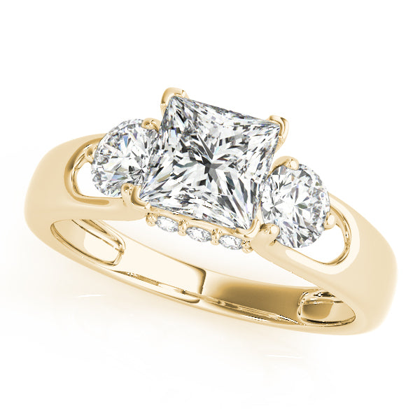 3-Stone Hidden Halo Engagement Ring