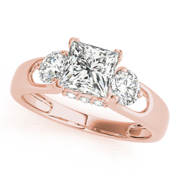 3-Stone Hidden Halo Engagement Ring