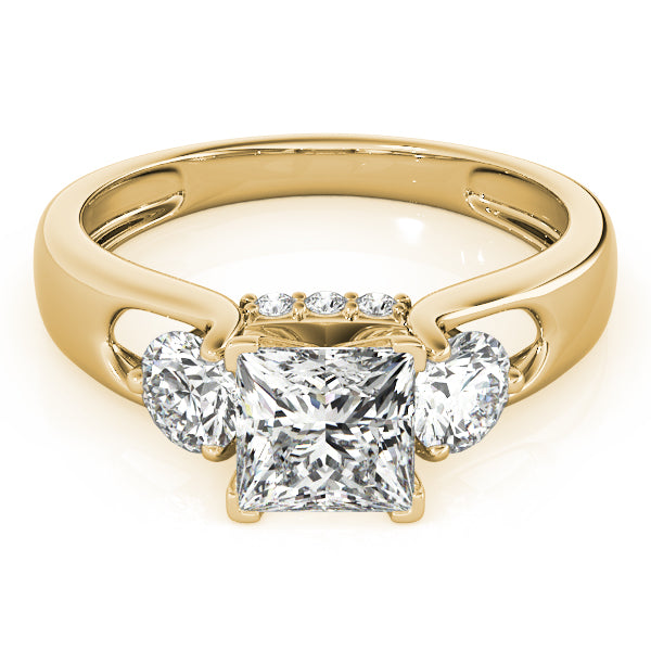 3-Stone Hidden Halo Engagement Ring