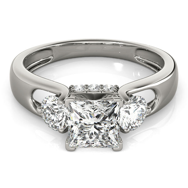 3-Stone Hidden Halo Engagement Ring