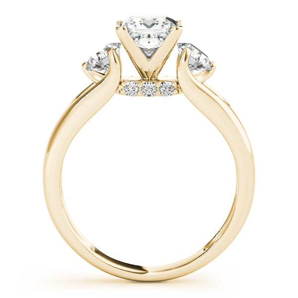 3-Stone Hidden Halo Engagement Ring