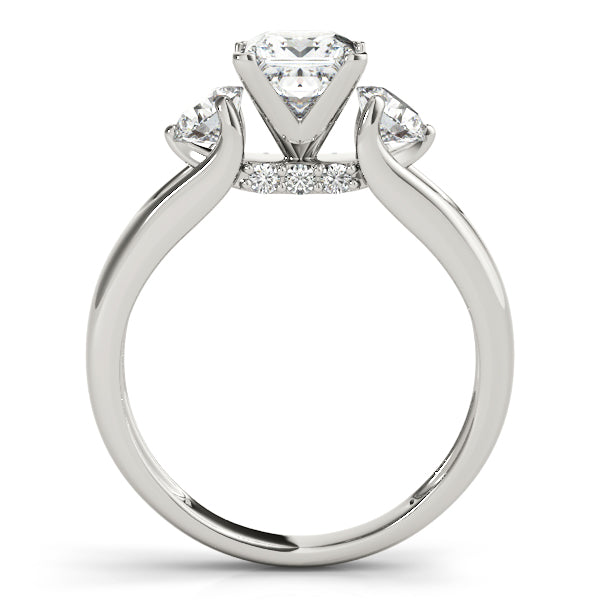 3-Stone Hidden Halo Engagement Ring