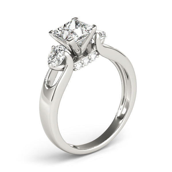 3-Stone Hidden Halo Engagement Ring