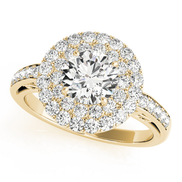 Single Row Double Halo Filigree Engagement Rings