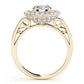 Single Row Double Halo Filigree Engagement Rings