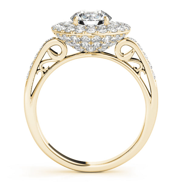 Single Row Double Halo Filigree Engagement Rings