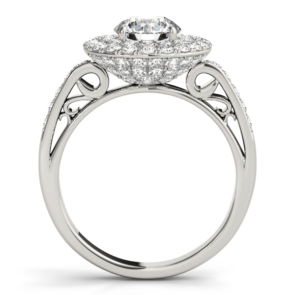Single Row Double Halo Filigree Engagement Rings