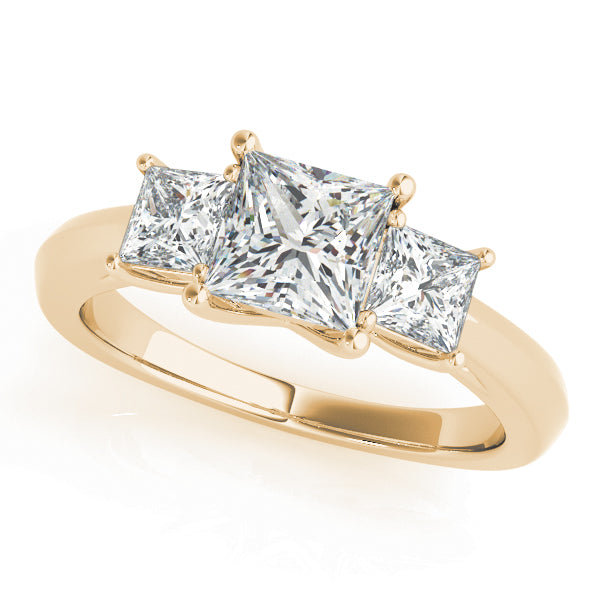 3-Stone Princess Cut Prong Set Engagement Ring