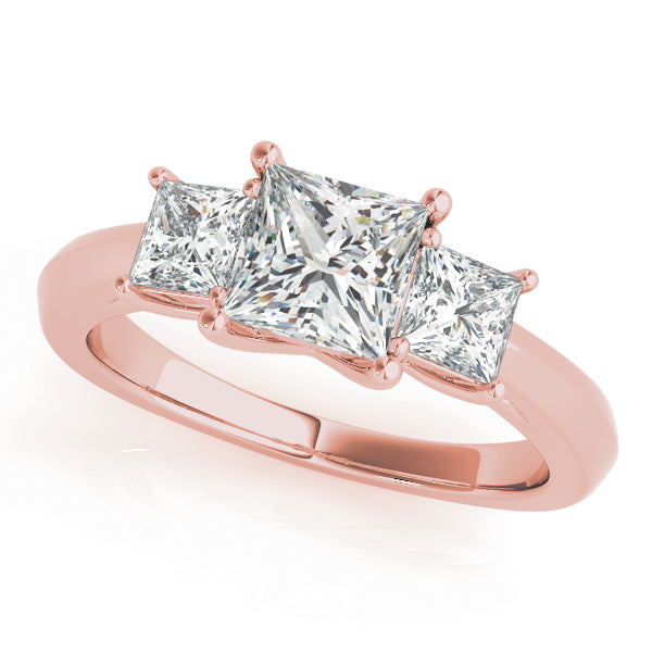 3-Stone Princess Cut Prong Set Engagement Ring