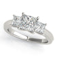 3-Stone Princess Cut Prong Set Engagement Ring