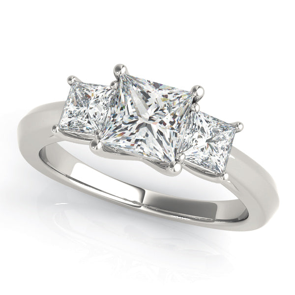 3-Stone Princess Cut Prong Set Engagement Ring