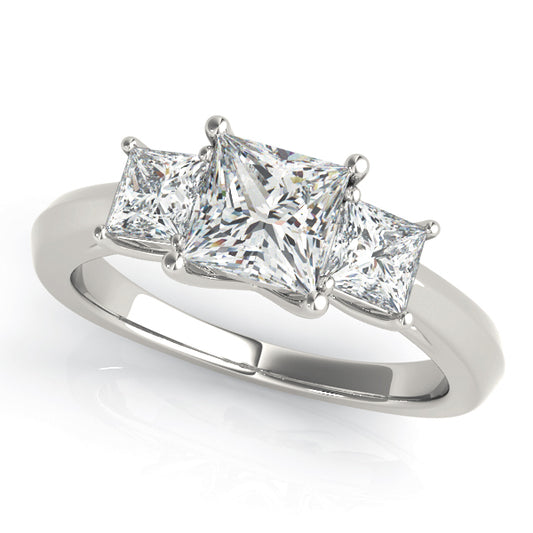3-Stone Princess Cut Prong Set Engagement Ring