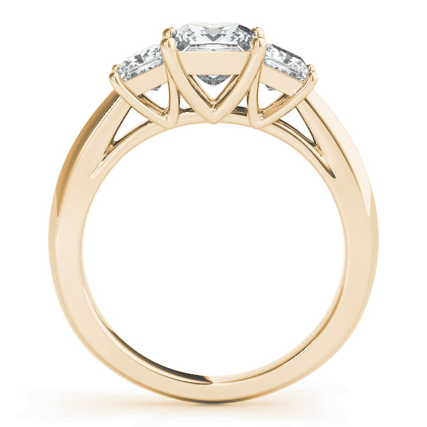 3-Stone Princess Cut Prong Set Engagement Ring