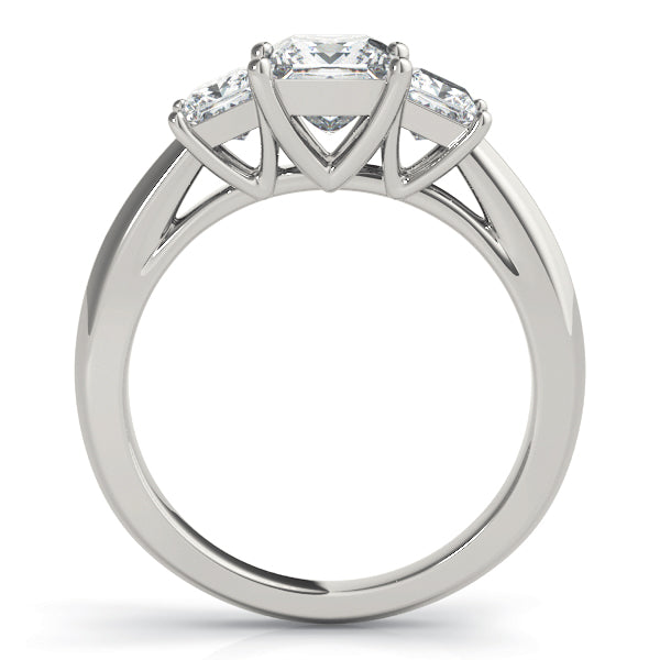 3-Stone Princess Cut Prong Set Engagement Ring