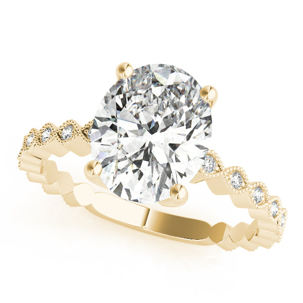 Marquise Shaped Milgrain Engagement Ring