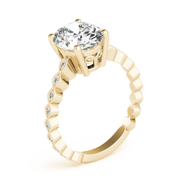 Marquise Shaped Milgrain Engagement Ring