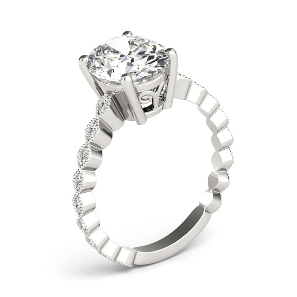 Marquise Shaped Milgrain Engagement Ring