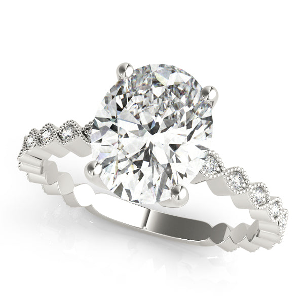 Marquise Shaped Milgrain Engagement Ring