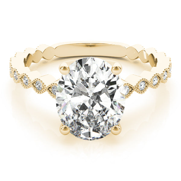 Marquise Shaped Milgrain Engagement Ring
