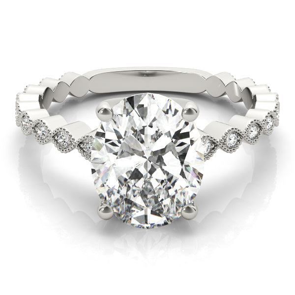 Marquise Shaped Milgrain Engagement Ring
