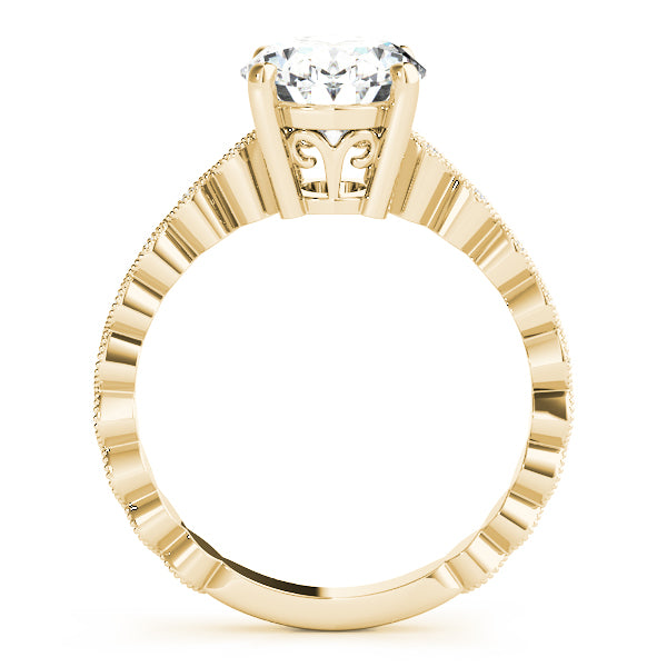Marquise Shaped Milgrain Engagement Ring