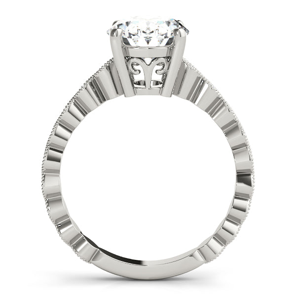 Marquise Shaped Milgrain Engagement Ring