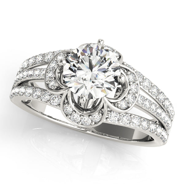 Multirow Floral Shape Engagement Ring