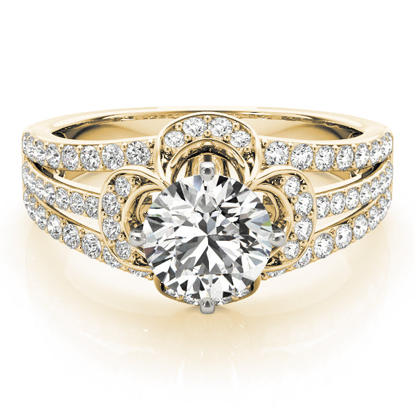 Multirow Floral Shape Engagement Ring