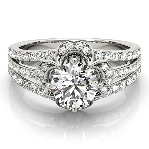 Multirow Floral Shape Engagement Ring