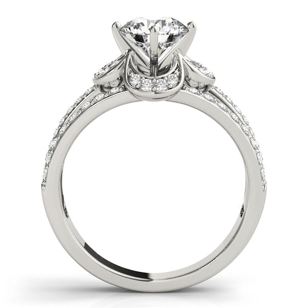 Multirow Floral Shape Engagement Ring