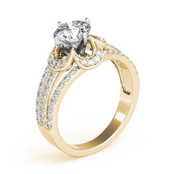 Multirow Floral Shape Engagement Ring