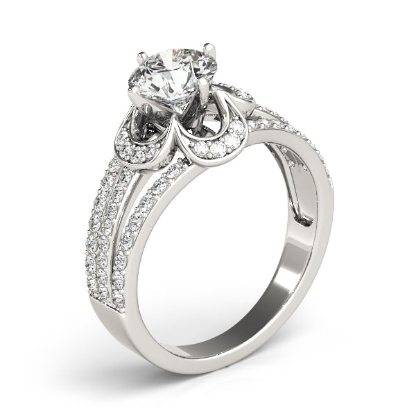 Multirow Floral Shape Engagement Ring