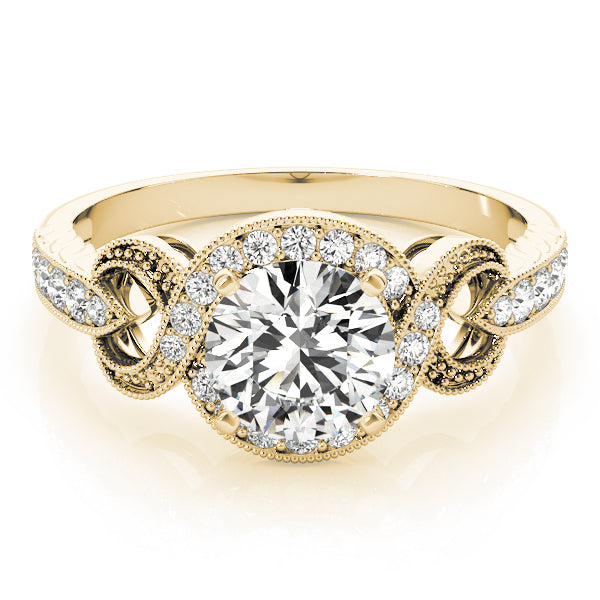 Twisted Shank Round Halo Milgrain Engagement Ring