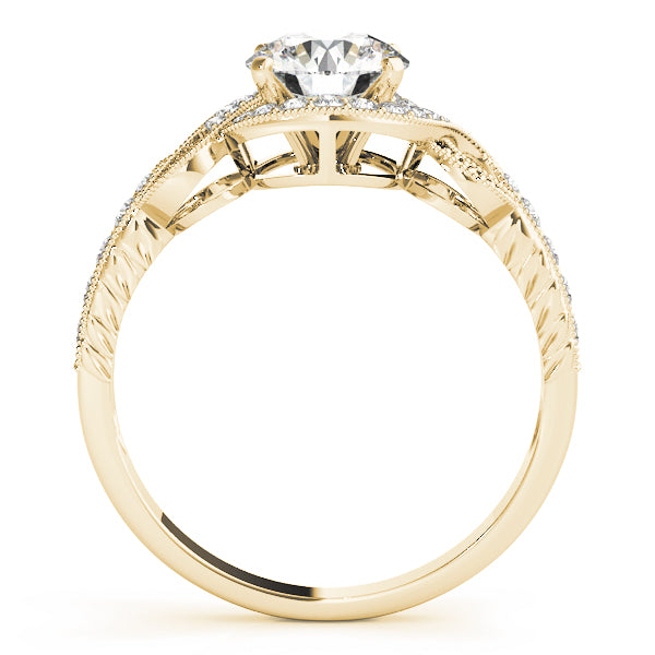 Twisted Shank Round Halo Milgrain Engagement Ring