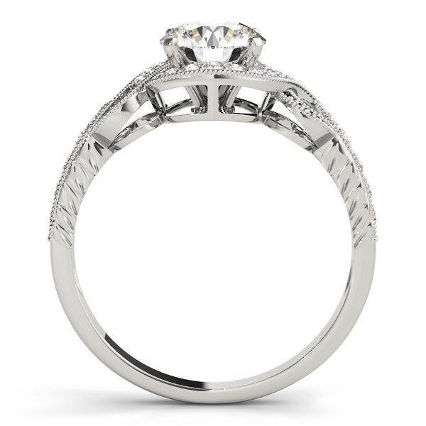 Twisted Shank Round Halo Milgrain Engagement Ring