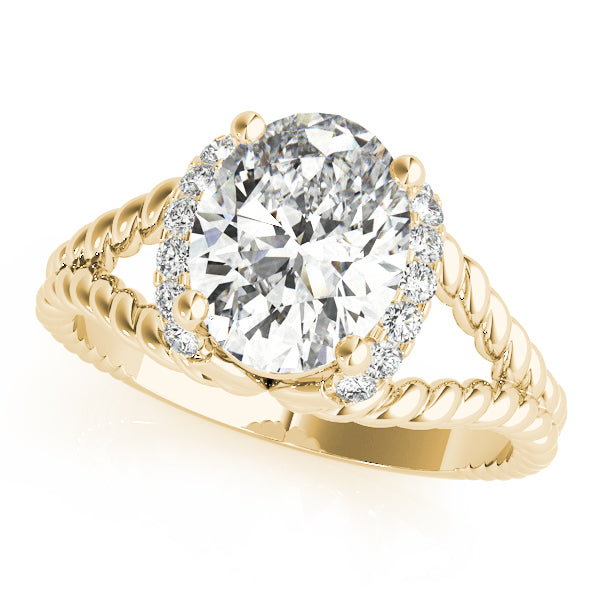 Braided Shank Halo Oval Cut Engagement Ring