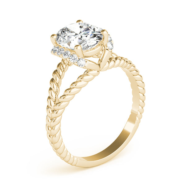 Braided Shank Halo Oval Cut Engagement Ring