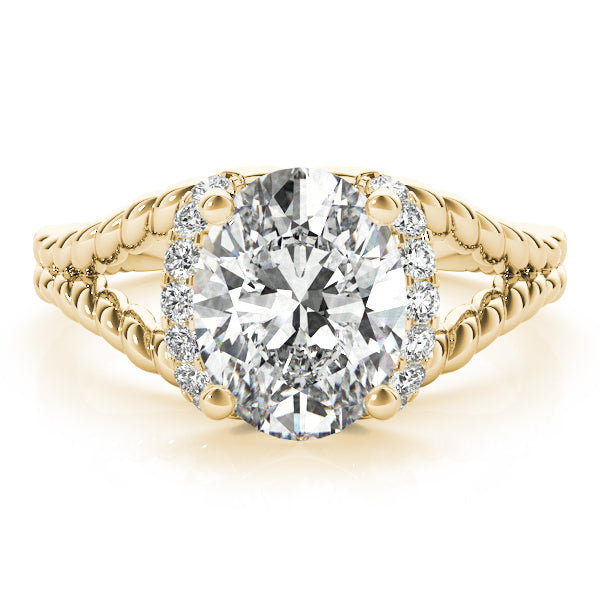 Braided Shank Halo Oval Cut Engagement Ring