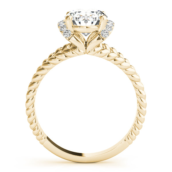 Braided Shank Halo Oval Cut Engagement Ring