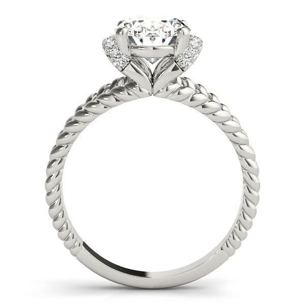 Braided Shank Halo Oval Cut Engagement Ring