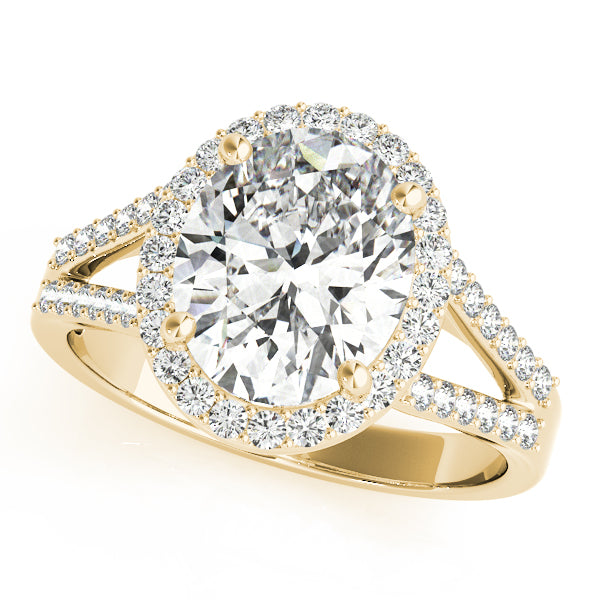 Oval Halo Split Shank Engagement Ring