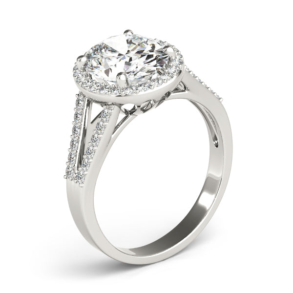 Oval Halo Split Shank Engagement Ring