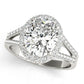 Oval Halo Split Shank Engagement Ring