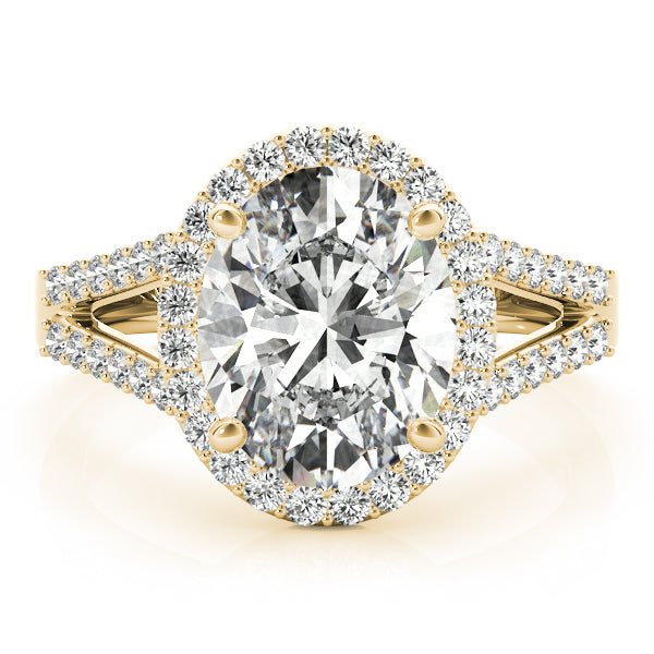 Oval Halo Split Shank Engagement Ring