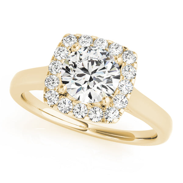 Squared Shape Halo Engagement Ring