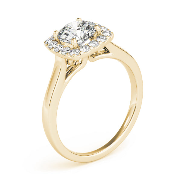 Squared Shape Halo Engagement Ring