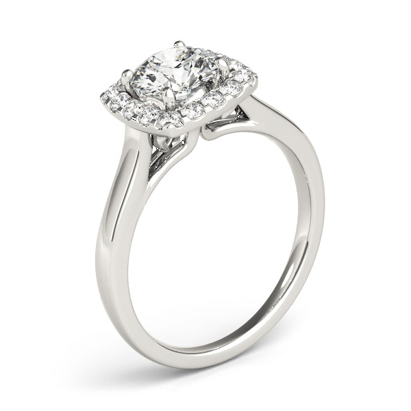 Squared Shape Halo Engagement Ring