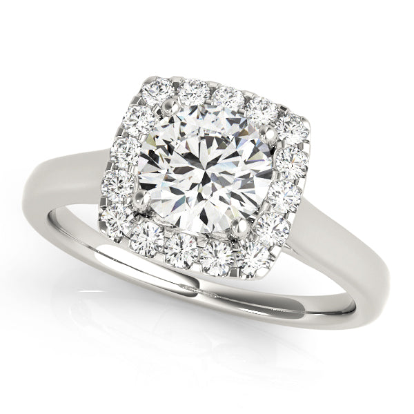 Squared Shape Halo Engagement Ring