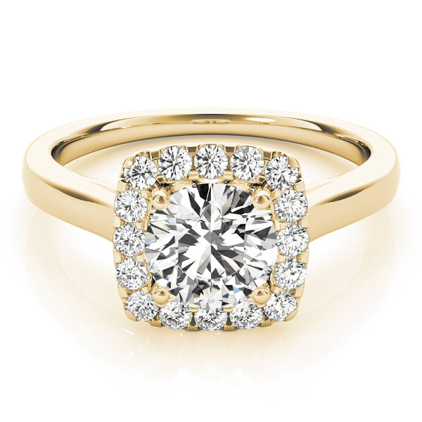 Squared Shape Halo Engagement Ring
